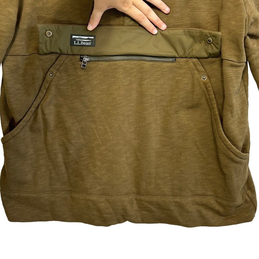 L.L. Bean Signature Slim Fit 1/4 Zip Pullover Men's Sz L Brown Green Cotton - Picture 4 of 6